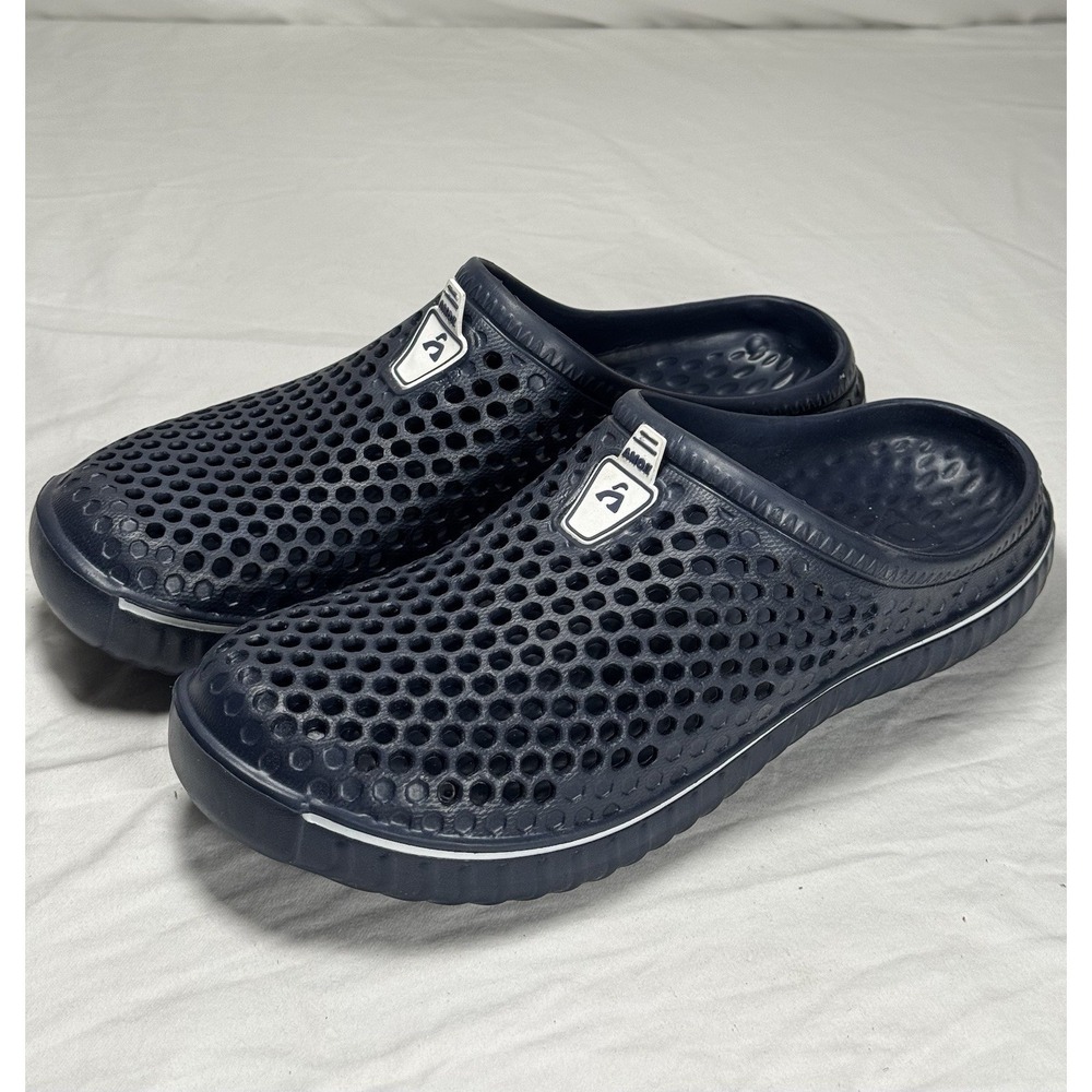 Amoji Clogs Mens 9 Navy Blue Slip On Sandals Lightweight Water Shoes